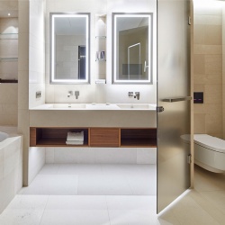 Custom Vanity Glass and Mirror for Hotel Bathroom