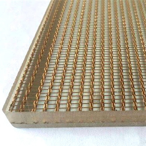 Decorative Laminated Glass with Metal Mesh - Custom Size Anti-Shatter Safety Glass for Walls, Partitions & Furniture