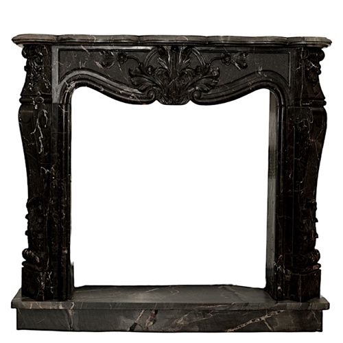 Fireplace Decorated in Black Marble Marquinia