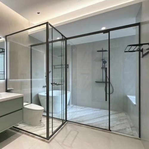 Flexible layout bathroom glass partition