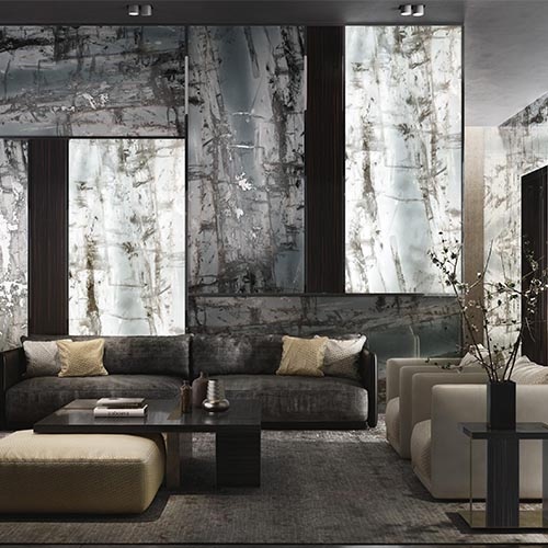 Marble Veined Laminated Glass for Luxury Architectural Interiors