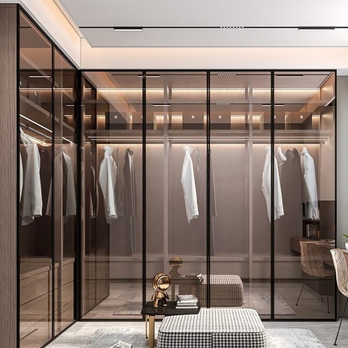Modern Bedroom Design Aluminum Glass Door Wardrobe Custom Walk in Closet