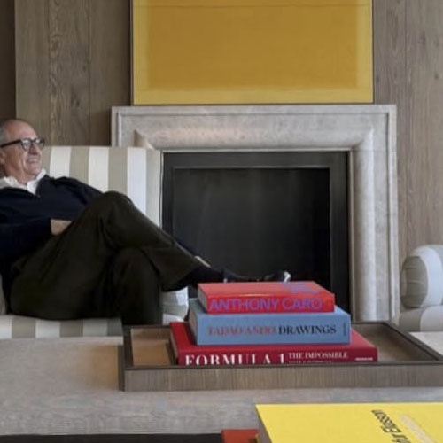 Modern marble fireplace mantel for interior design project in Mallorca