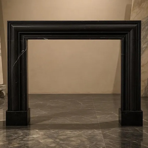 Nero Marquina Marble Modern Fireplace Bolection Surround