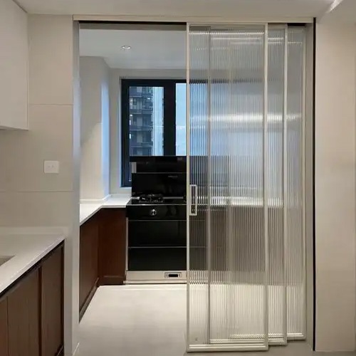 ceiling mounted top track telescopic sliding door without floor guide