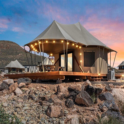 how to set up a large lodge tent for glamping site