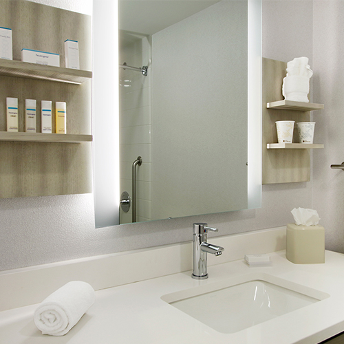 LED backlit vanity mirror