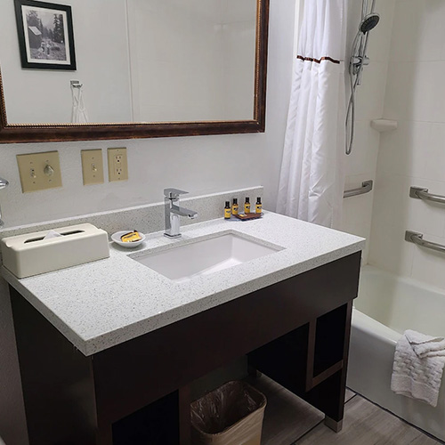 Bath Wood Vanity Base and Quartz top for Best Western Hotel