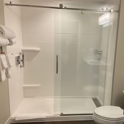 clear tempered glass shower door and enclosure
