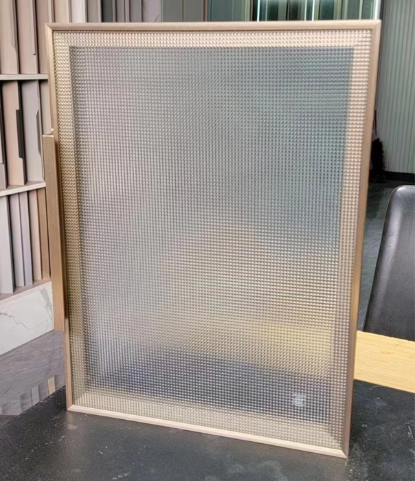 grid textured glass door