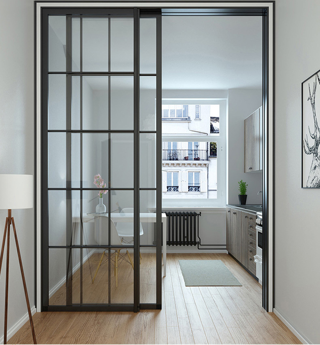Aluminum glass sliding interior door
