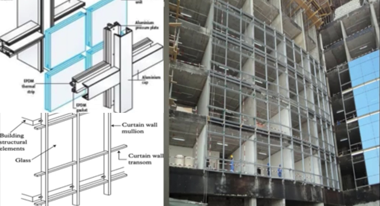 stick system aluminum glass curtain wall