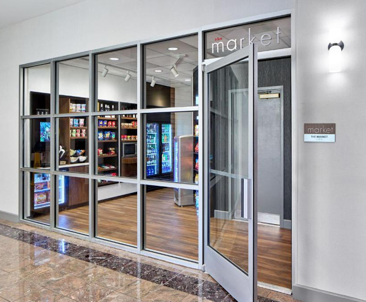 Interior glazing partition wall and entrance door