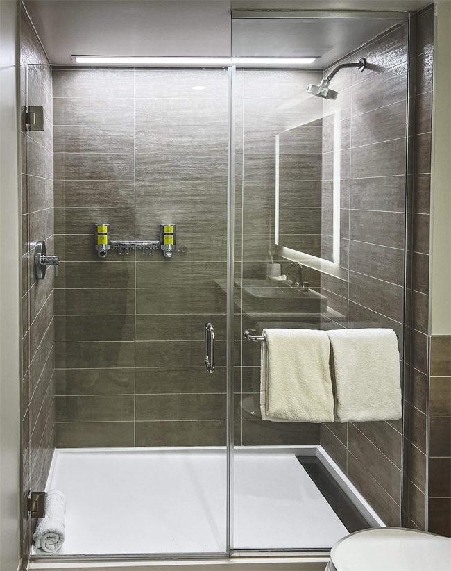 inline hinge swing glass shower door