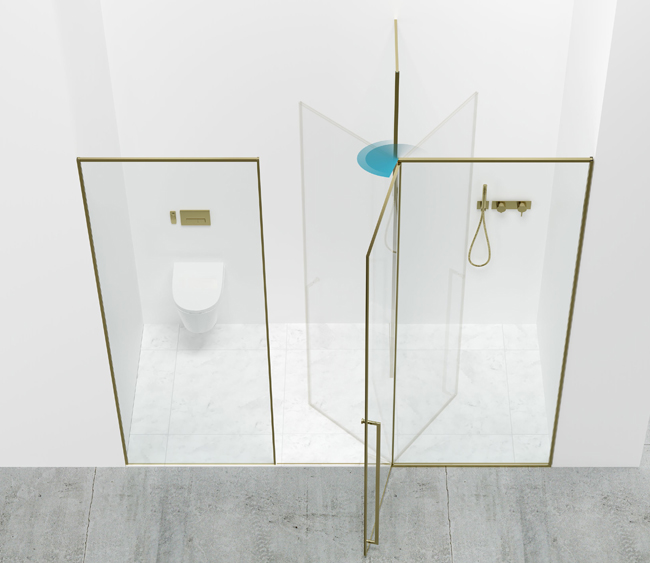 architectural glass and metal shower enclosure