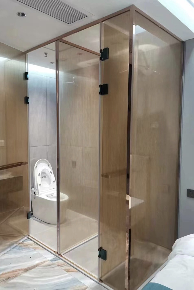 Glass Shower Cubicle with Wired Glass Panel