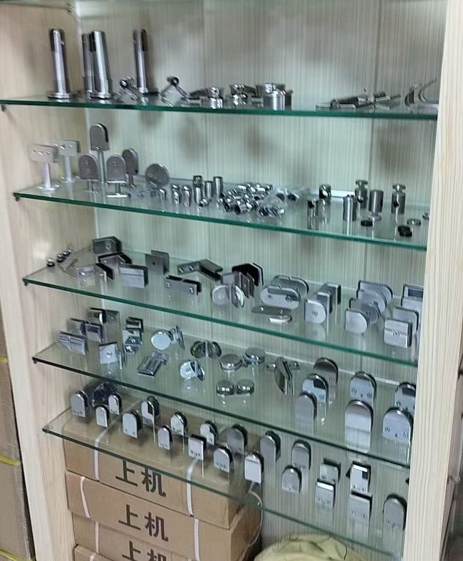 Glass Fitting for Shower Railing and Facade