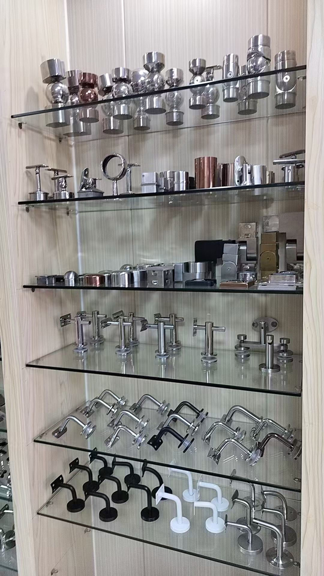 Glass Fitting for Shower Railing and Facade