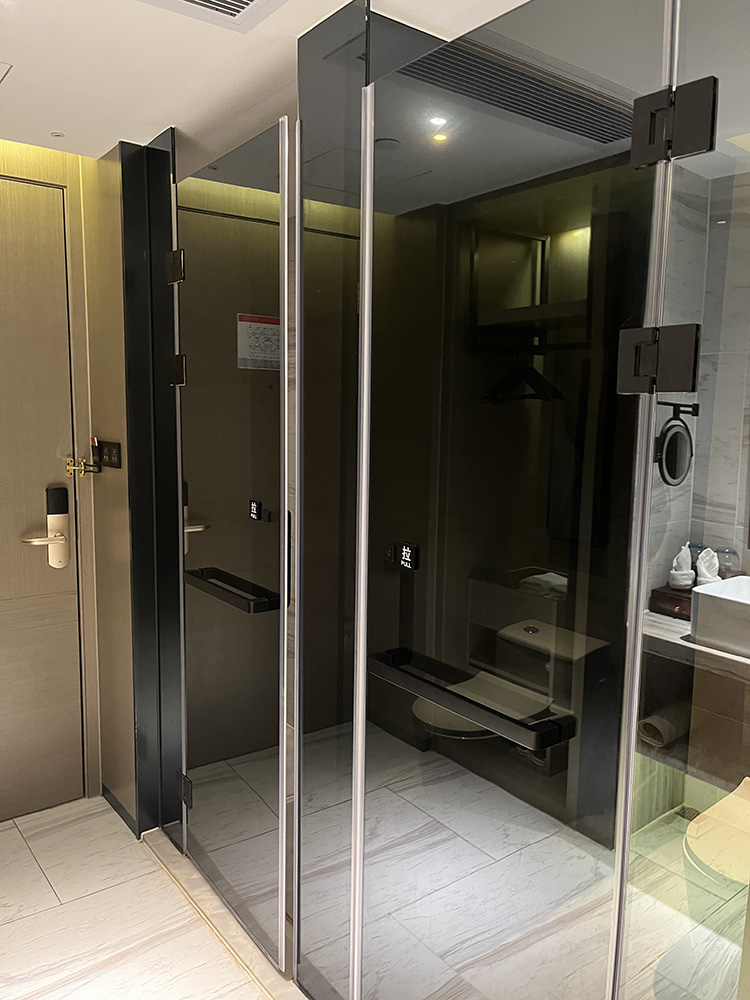 shower door glass hardware and water sealing stripe