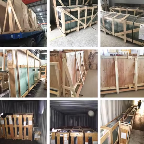 glass wooden crate package for container shipment and truck delivery