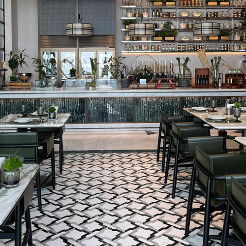 Marble medallion flooring for restaurant