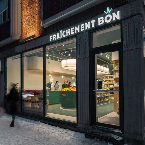 glass front for the grocery and fruit store