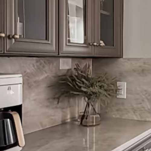 Taj Mahal Quartzite Countertop and Backsplash