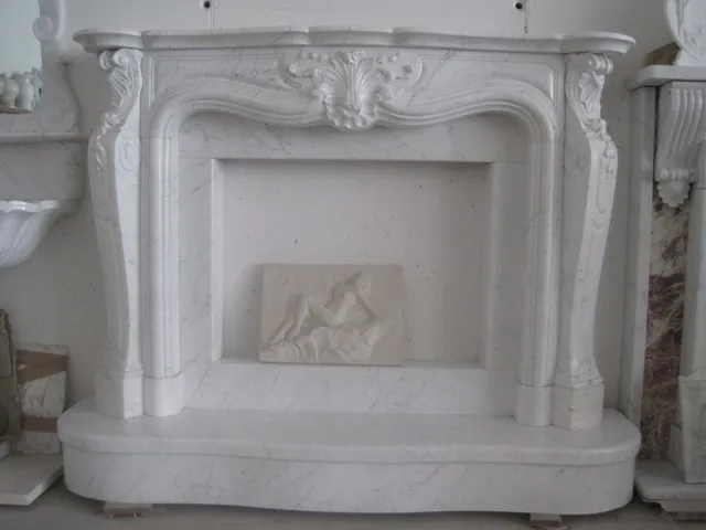 handcrafted fireplace mantel by marble Bianco Carrara Gioia