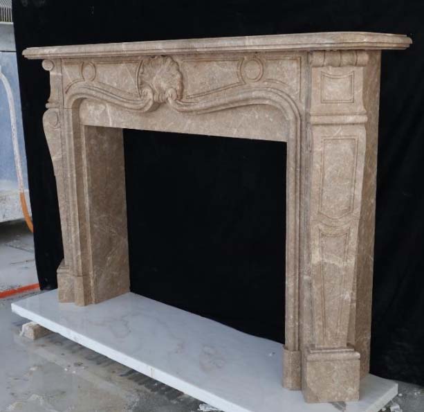 marble emperador light fireplace mantel