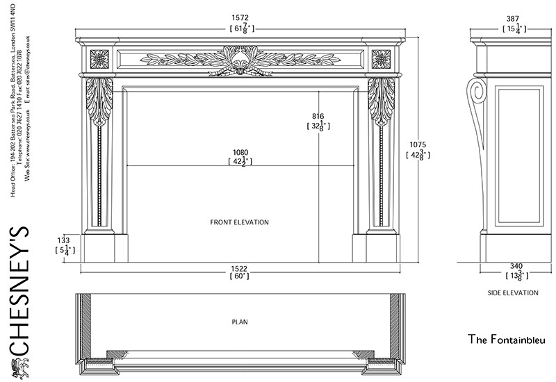 Chesneys fontainebleau stone fireplace shop drawing