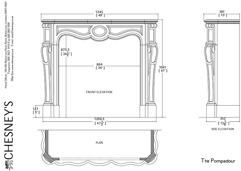 chesneys pompadour fireplace manel shop drawing