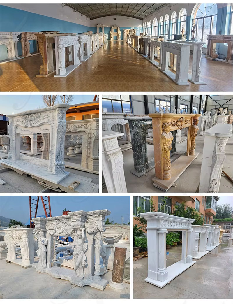 marble fireplace mantel and surround showroom