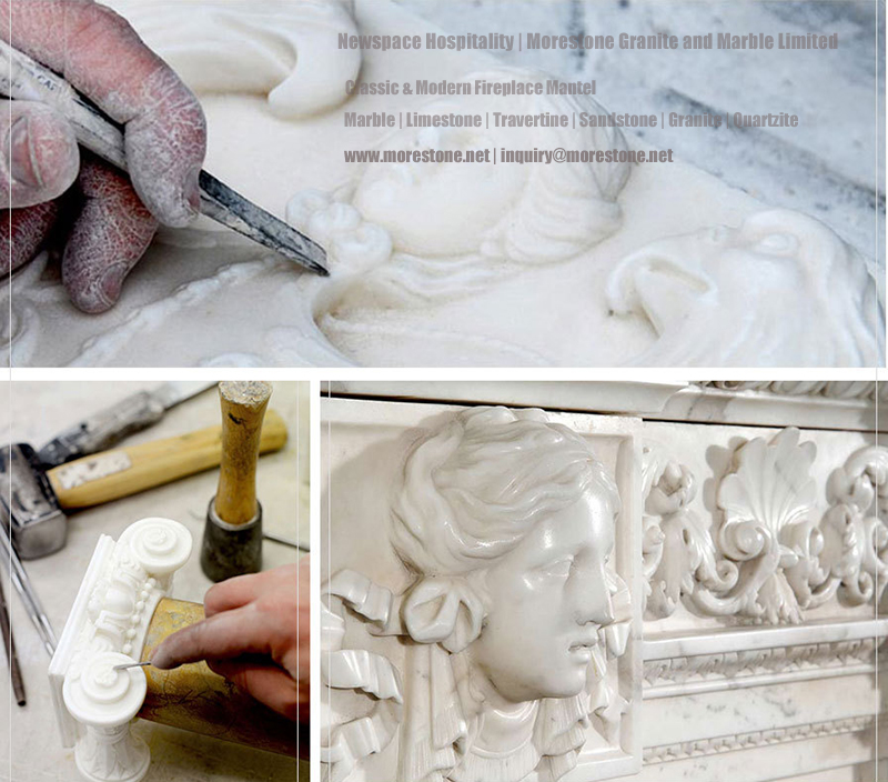 Louis XVI Marble Fireplace Mantel White