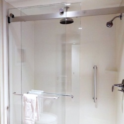 Flat Track Frameless Hotel Glass Shower Enclosure