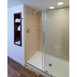 Frameless Barn Door Style Glass Shower Enclosure for Hotel and Apartment