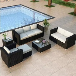 Hotel Patio Outdoor Furniture Garden Wicker Sofa Weather Resistant PE Rattan