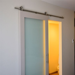 Glass Insert Panel Wood Barn Door