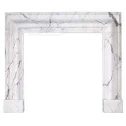 A Grand Queen Anne Style Bolection Fireplace in Italian Statuary Marble