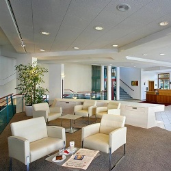 ADA compliant softgood seating for hotel public spaces