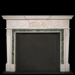 AN IMPORTANT GEORGE III STYLE CARVED WHITE MARBLE FIREPLACE