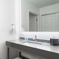 Bath Vanities Overhang Stone Vanitytop on Metal Base