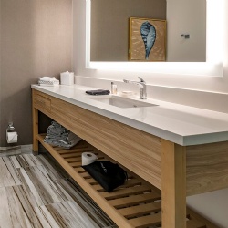 Bath vanities with wood base in Cambria Hotel