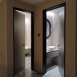 Bathroom Wooden Door with Aluminum Frame