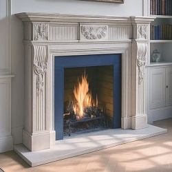 Beige Marble Fireplace Surround Neo Classic Mantel
