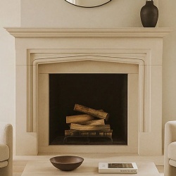 Beige Modern Limestone Fireplace for Home Improvement Project