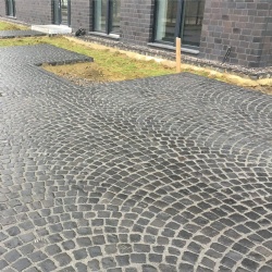 Black basalt cobble paving stone