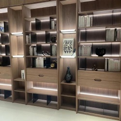 Bookcase millwork with nested LED lighting stripe