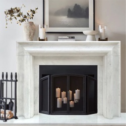 Carrara White Marble Hand-carved Fireplace Mantel Polished