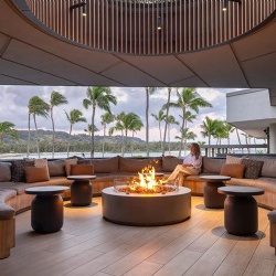 Commercial GFRC fire pit for hotel outdoor terrace