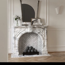 Custom fireplace mantel in stone
